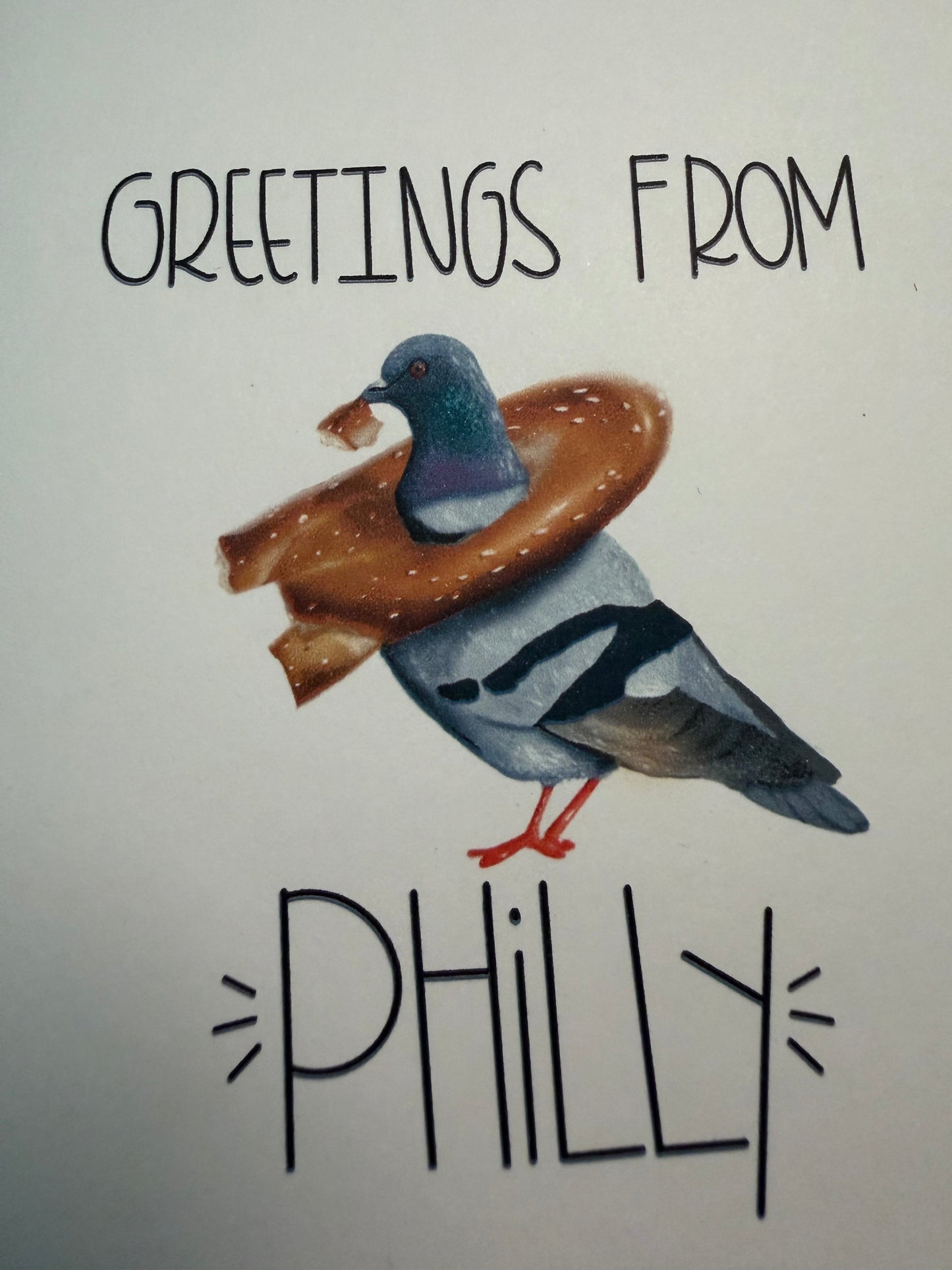 Greetings From Philly // Pretzel Pigeon Greeting Card