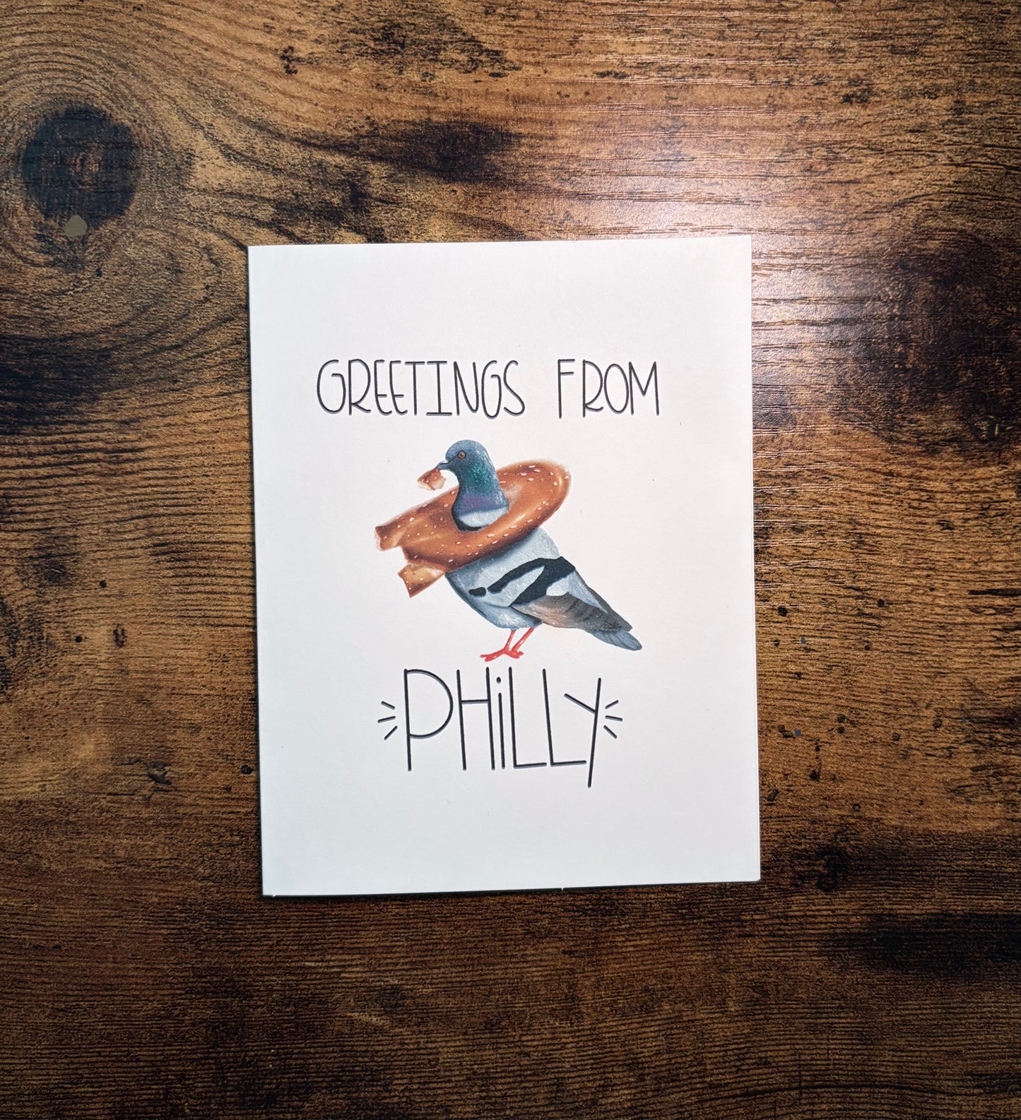 Greetings From Philly // Pretzel Pigeon Greeting Card