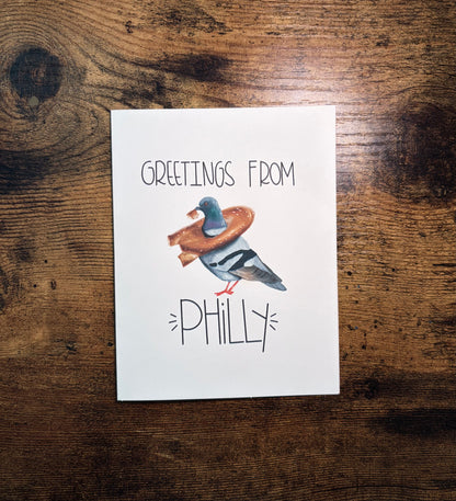 Greetings From Philly // Pretzel Pigeon Greeting Card